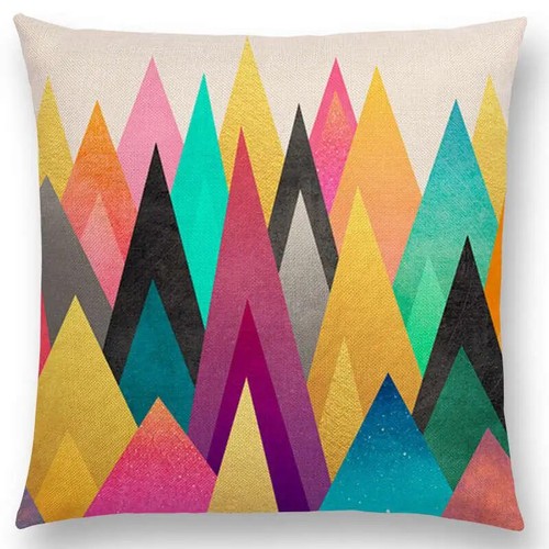 Sunrise And Moon Dreamy Peaks Colorful Mountains Abstract Triangle Cushion Cover - Picture 19 of 49