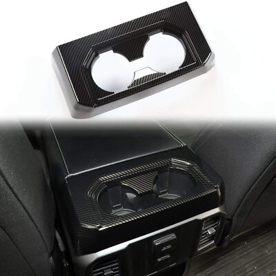 Carbon Fiber Rear Cup Holder Trim Cover for 2015-2020 Ford F150 Accessories