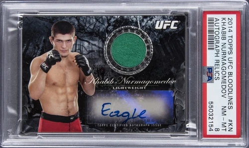2014 Topps UFC Bloodlines Khabib Nurmagomedov Auto Relic “Eagle”/175 PSA 8 Pop 2