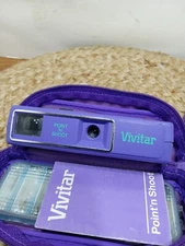 Vintage Avon Vivitar Point 'N Shoot Purple Camera with Case + Extra Camera