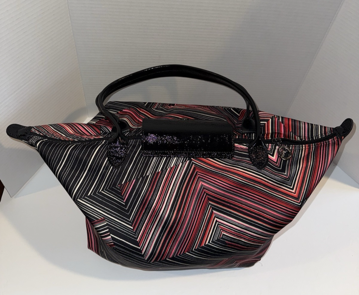 Archive Longchamp Le Pliage Op’Art Tote Longchamp Op Art LRG Black and Multi-Color Shoulder Tote