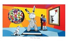 UGO NESPOLO - Inflatable Jeff 70x120 , Serigrafia Materica Pop Art Street Koons