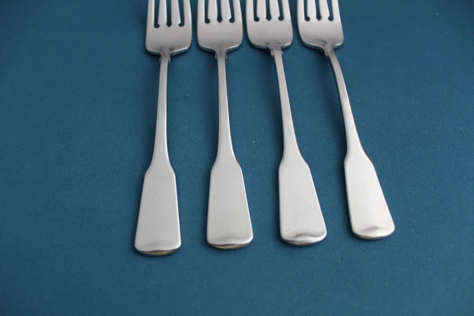 4 tenedores de ensalada Oneida CUBO COLONIAL AMERICANO acero inoxidable satinado 6 5/8" Foto 2 de 4