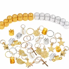 Dreadlock Hair Decor Dirty Braiding Jewelry Bead Cuff Ring Charms Pendants