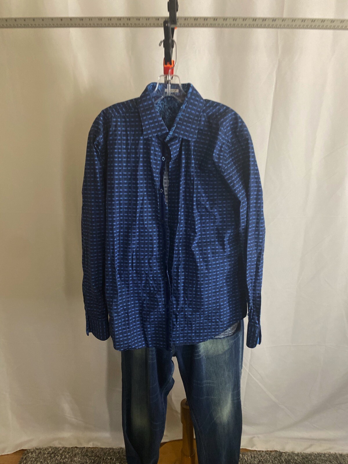 Bugatchi Uomo Blue Psychedelic Pattern LONG SLEEV… - image 1