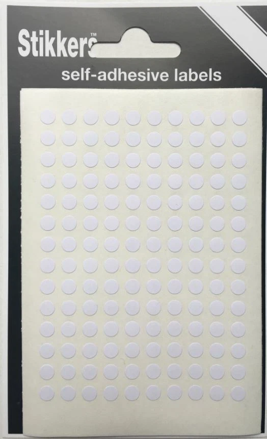STIKKERS 980 White Sticky Coloured Dots Small Round Labels Stickers Self Adhesive 5mm W5