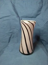   (2) Purple & Lavender Swirl Encased Glass Vase. 7" Tall Art Glass Pre-owned