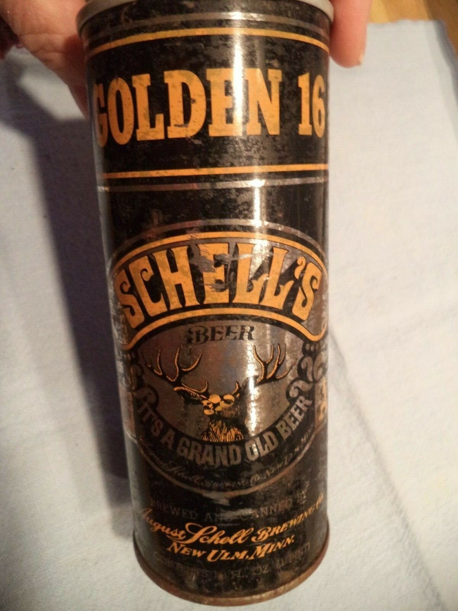 SCHELL'S GOLDEN 16 16 OZ STRAIGHT EDGE STEEL BEER CAN SCHELL