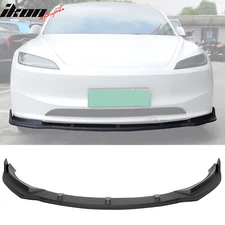 Fits 24-25 Tesla Model 3 3PCS IKON Style Front Bumper Lip Spoiler Matte Black PP