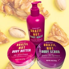 Limited Time! Trader Joe's Pistachio Brazil Nut Body Butter, Wash & Scrub Trio