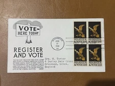 US FDC 1968 REGISTER AND VOTE WASHINGTON POSTMARK