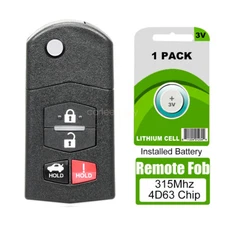 For 2010 2011 2012 2013 Mazda 3 Flip Remote Control Key Fob BGBX1T478SKE125-01