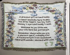 Baby Tapestry Wall Hanging Newborn Throw Blanket Nursery Décor Gift Boy Girl