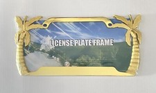 Palm Tree Tropical Metal License Plate Frame Holder Car Truck Auto Cover Gold