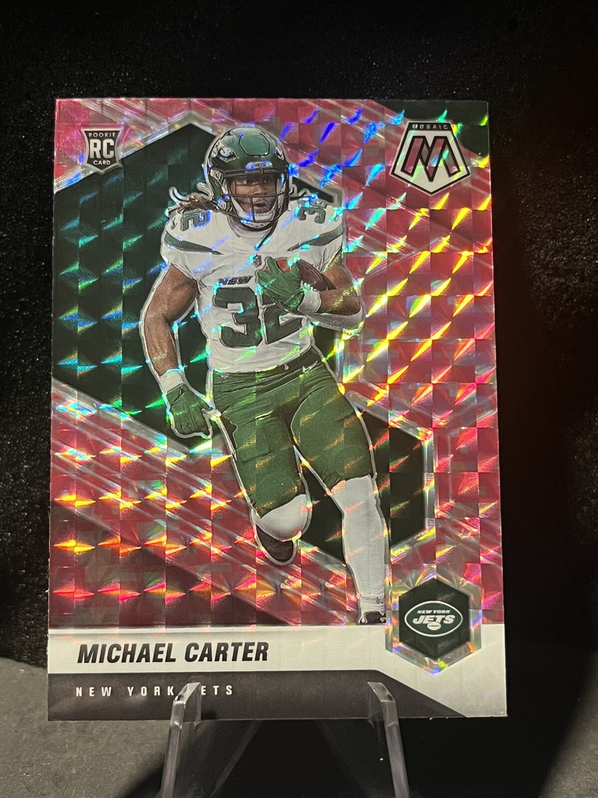 Michael Carter 2021 Mosaic Pink Camo Prizm #335 Jets RC Rookie