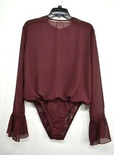Hah Hot-As-Hell Womens Wine Red Crewneck Long Sleeve C It Thru Bodysuit M 45