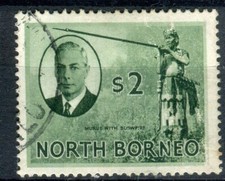 North Borneo SG368 KGVI 1950 $2 grey-green fine used