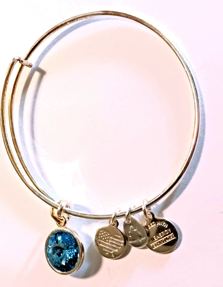 Pulsera Alex and Ani Circón Azul Dije Plata Rafaeliana Cristal Swarovski Foto 4 de 4
