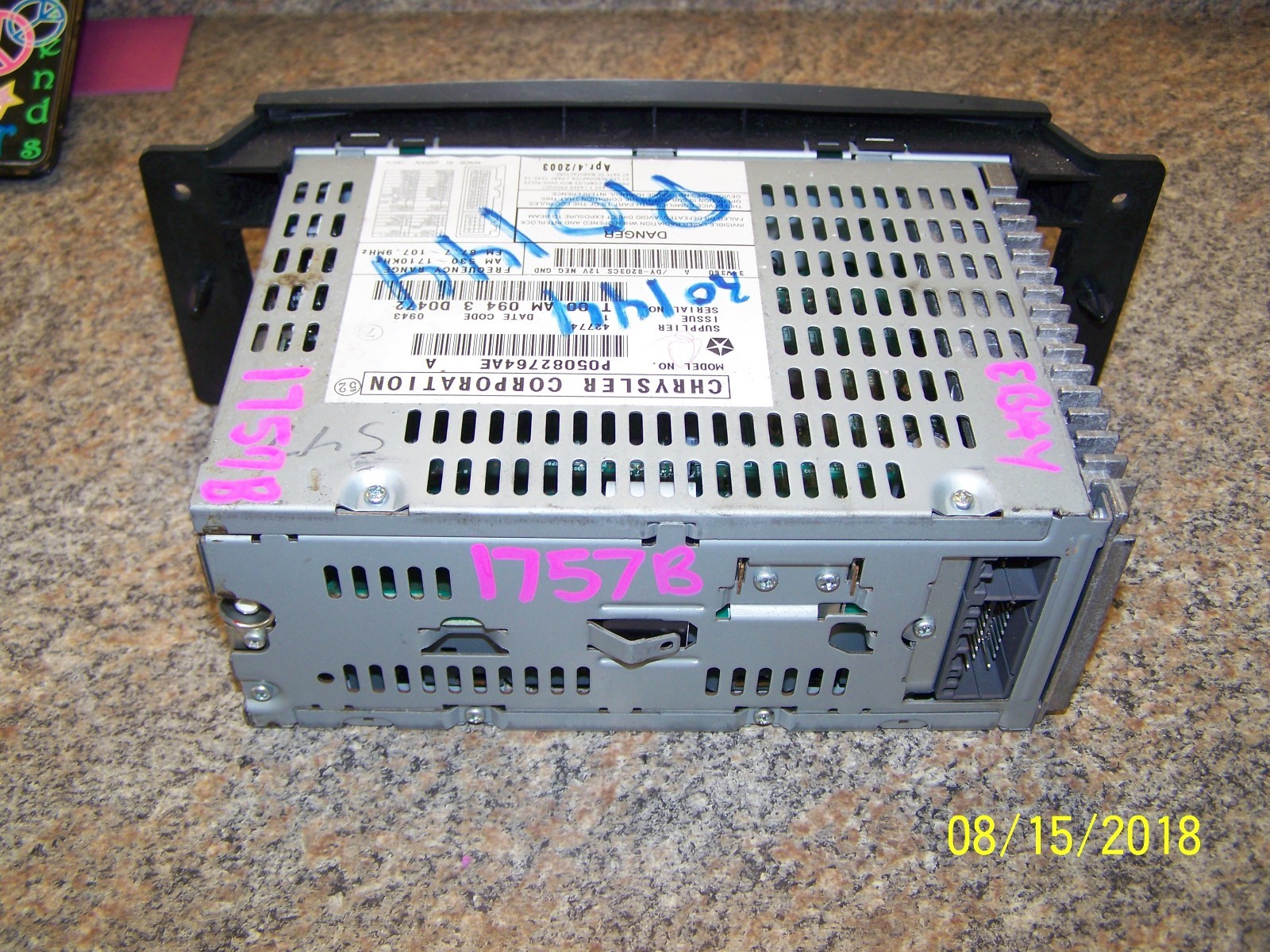 2004 2005 2006 2007 2008 CHRYSLER PACIFICA AUDIO STEREO RADIO AM/FM/CD