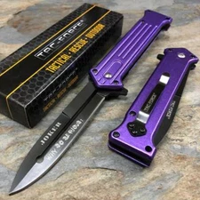 Tac Force Assisted Open Purple Joker Why So Serious? Black Blade Fantasy Knife 