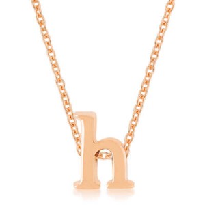 Authentic Rose Gold Plated Brass Small Lowercase Letter H Initial 18+2" Necklace