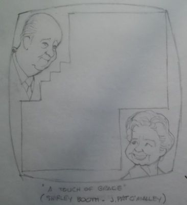 Al Kilgore Bleistift Zeichnung Shirley Booth & J. Pat O'Malley A Touch Of Grace