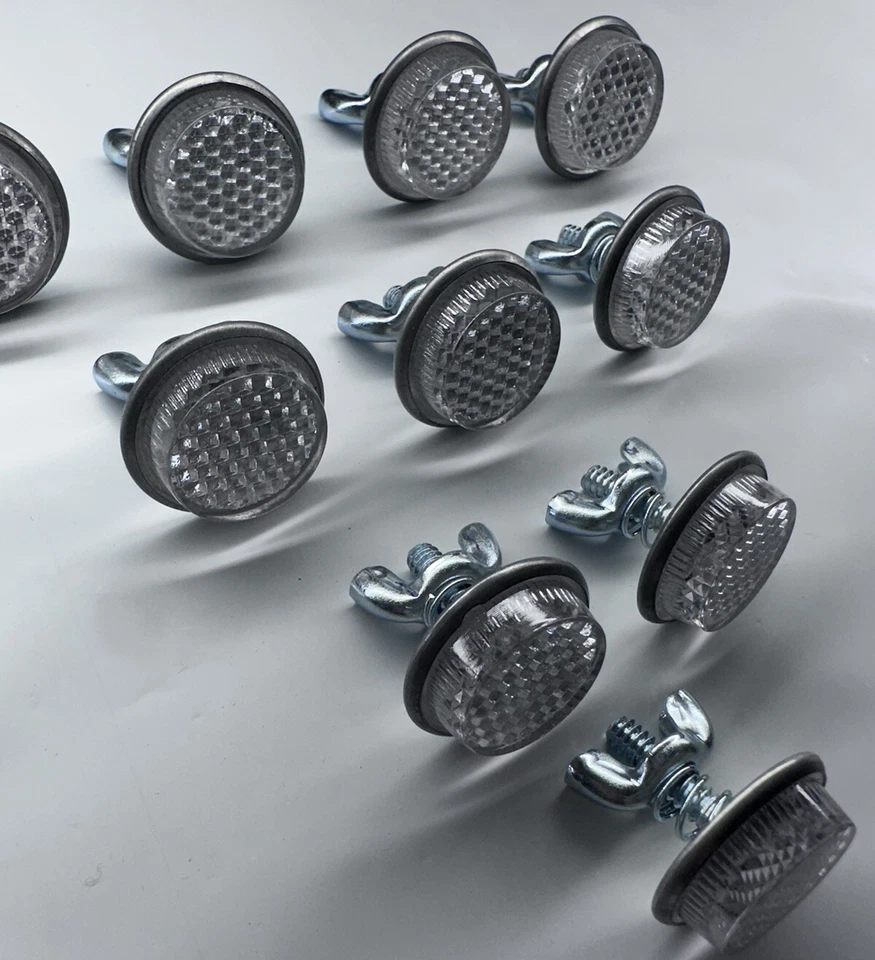 Lote de 20 ~ Placa de Licença Industrial Golias 1" Refletores Redondos Transparentes - Imagem 3 de 4