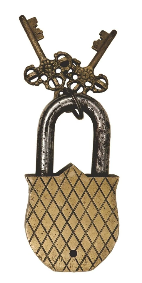 Candado de latón hecho a mano estilo antiguo con cerradura de puerta de seguridad con forma de Señor Jesucristo Foto 4 de 4