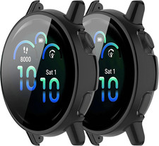 2 Pack Compatible for Garmin Vivoactive 6 Case, Full Cover Hard PC Case with Bui