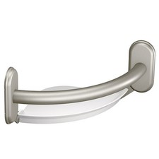 Moen LR2354DBN Bathroom Safety 9-Inch Curved Bathroom Grab Bar - Brushed Nickel