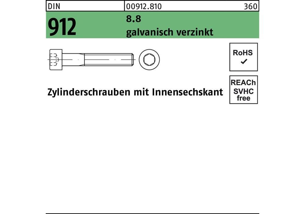 Reyher Zylinderschraube DIN 912 m.Внутренний диаметр, м 6 x 145 8,8 гальваническая версия...
