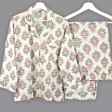 Defective 100 Cotton Indian Block Print Long PJ Set Lounge Wear