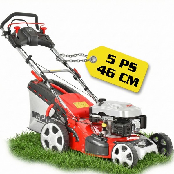 RasenmäHer Benzin Mit Antrieb 46Cm Schnittbreite 5PS Motor MäHer Mulchkit + ÖL-image