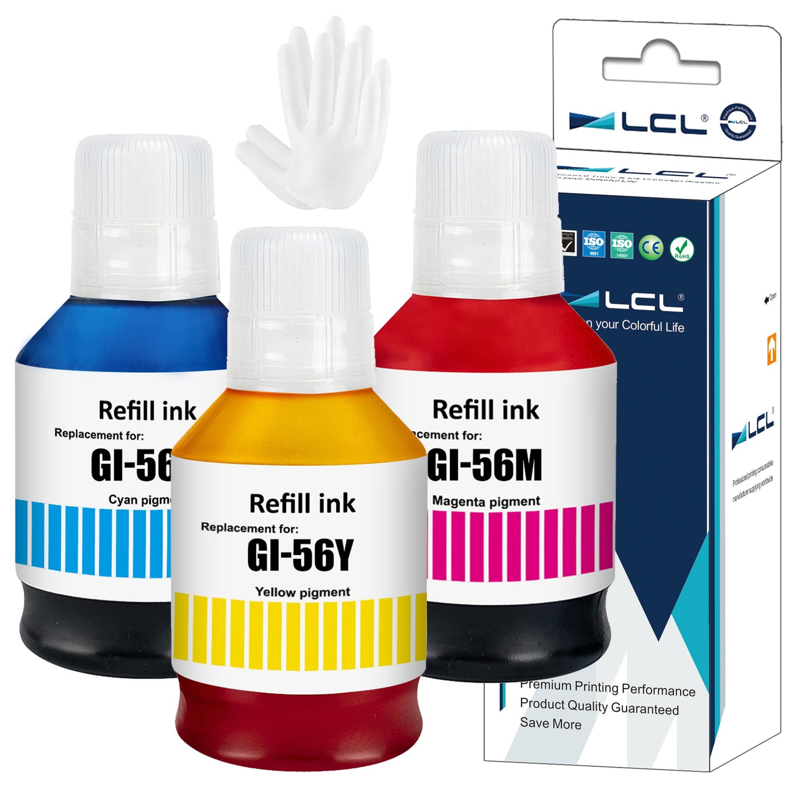 Recharge encre GI-56 compatible GI-56C GI-56M GI-56Y pour réservoir imprimante jet d'encre