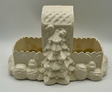 Ceramic Cream Easter Bunny Basket Centerpiece/planter/vase W/ Glossy Finish