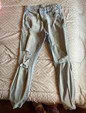 American Eagle Women s Skinny Jeans Gray Distressed Stretch Regular 10