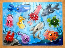 Melissa  Doug Wooden Puzzle Magnetic Fishing Game with Fishing Pole 10-pieces