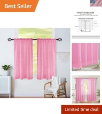 Semi Voile Sheer Curtains 24 Inches Long 2 Panels Rod Pocket Window Treatment...