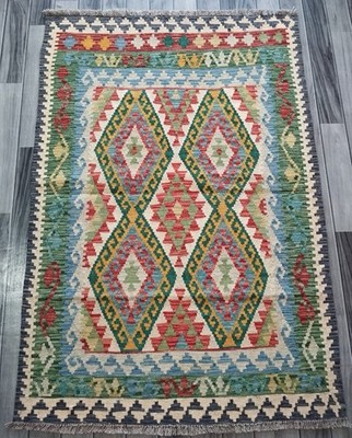 Kreide Handarbeit Afghan/Türkischer Kelim Teppich, Azteken Wolle Vorleger Größe 153x105 CM
