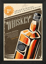 Retro Whiskey Framed Wall Art Poster Canvas Print Picture