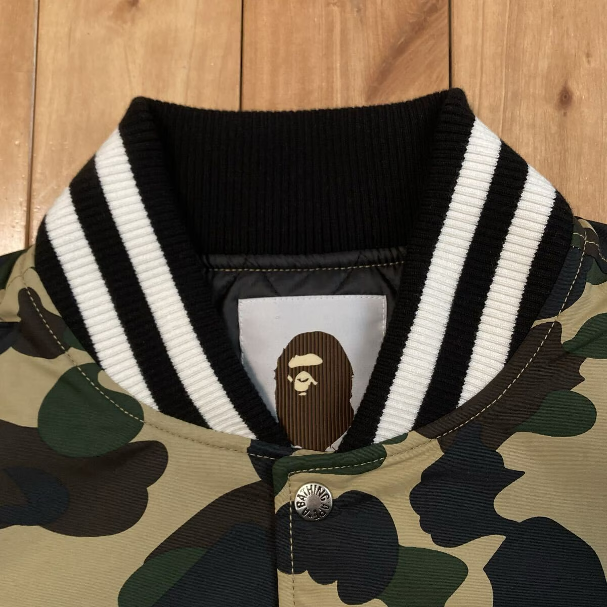 BAPE APE HEAD logo varsity jacket 1st camo yellow A Bathing Ape