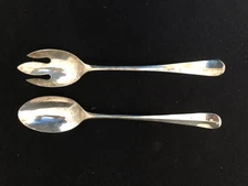 Vintage Silver Tone Salad Server Fork and Spoon Set, Heavy