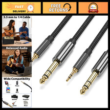 3.5mm to 1/4 Inch TRS Stereo Audio Cable, 6.6ft, 2-Pack, High-Quality Sound