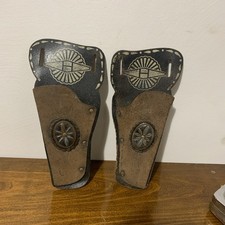 Hubley Vintage Leather Pair Western Cowboy Gun Belt Holsters 1950-60's era
