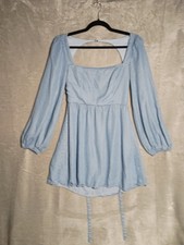 Harper Heritage long sleeve chambray/Denim Milk Maid Backless Mini Dress M