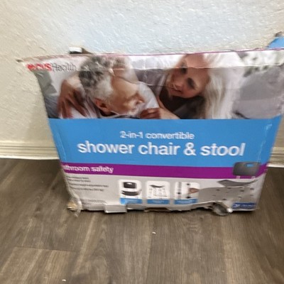 CVS Health 2-in-1 Convertible Shower/Bath Chair Stool, Adjustable, Gray