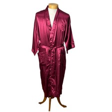 1980s vintage red satin robe Christian Dior Monsier One Size New Old Stock