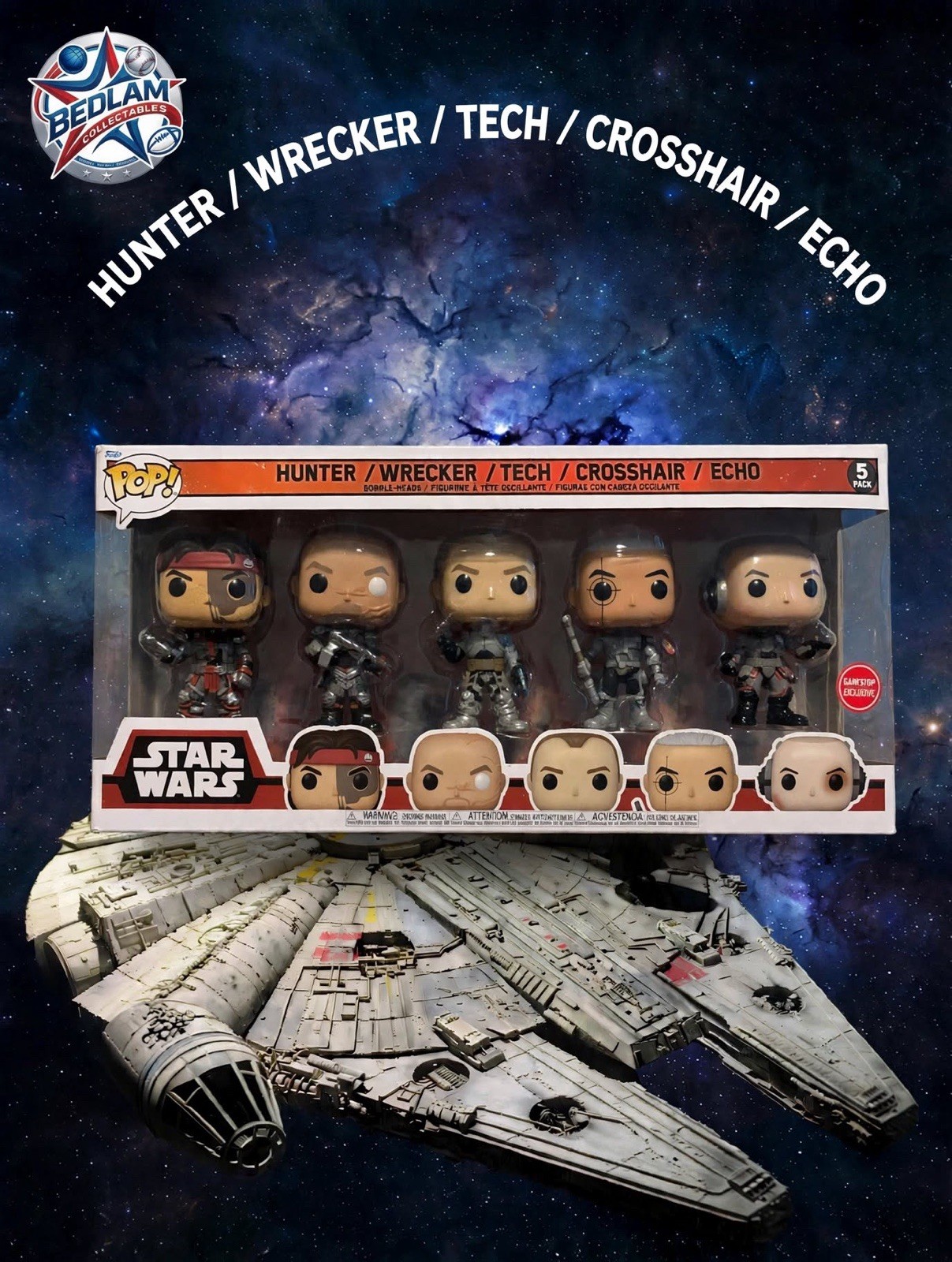 Harmful Box Funko Pop! Vinyl: Star Wars Bad Batch Crosshair, Tech, Hunter, Omega ...