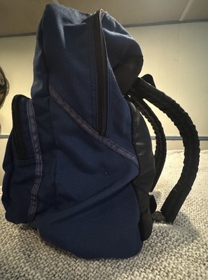 Vintage 1990s NIKE Navy Blue Backpack Swoosh Logo Nylon Suede
