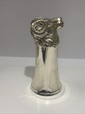 Vintage Ram Sheep Head Heavy Metal Silver Plated Stirrup Vessel Goblet Cup 6 T Vintage Ram Sheep Head Heavy Metal Silver Plated Stirrup Vessel Goblet Cup 6 T